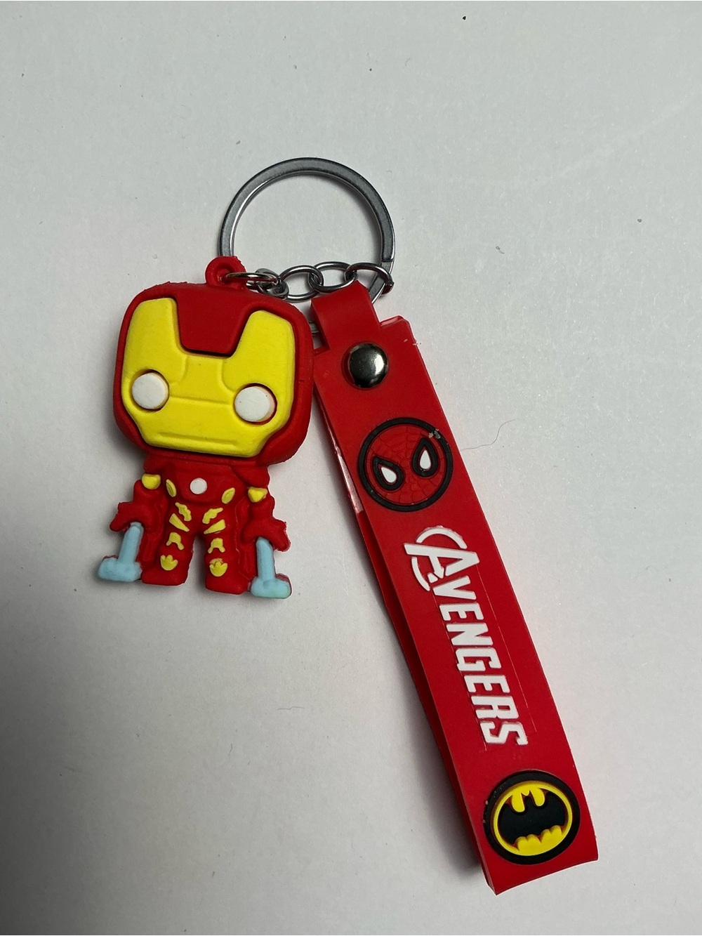 Iron Man Figure Keychain with Red Avengers Wrist Strap